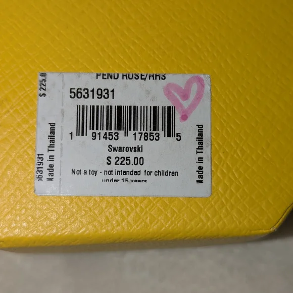 Swarovski Crystal Una Swan Heart Shaped Pendant Pink Rose Rhodium Plated NWT - Picture 8 of 9